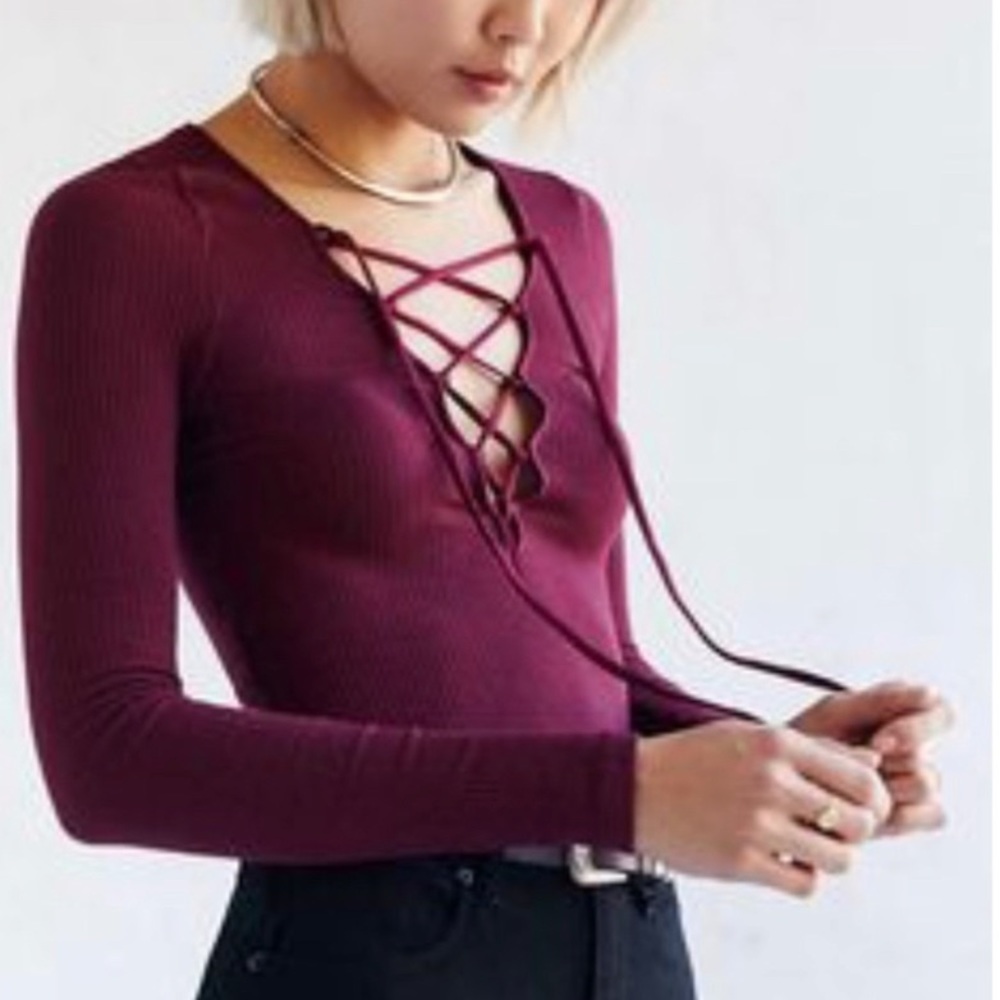 Urban Outfitters Social T Lace up Long Sleeve